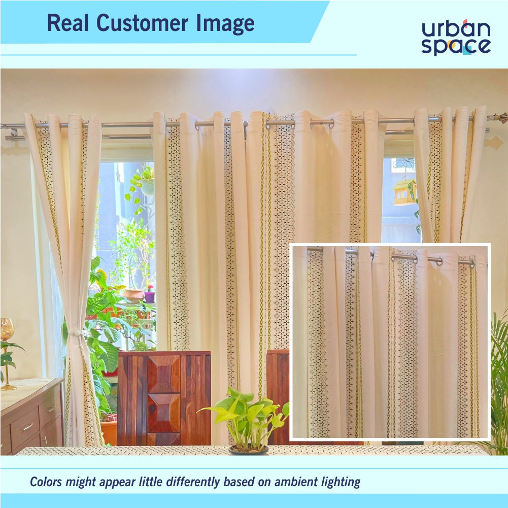 100% Cotton Curtains for Living Room, Bedroom curtains - Pack of 2 curtains, Global Border