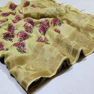 Glorious Beige Colored Festive Wear Woven Banarasi Silk Saree