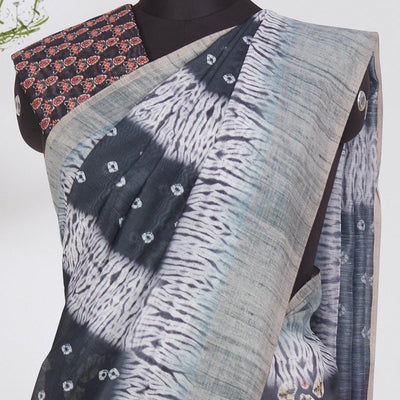 Glorious Black Coloured Casual Wear Printed Linen Saree