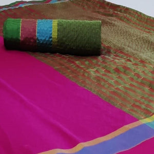Glorious Dark Pink Colored Festive Wear Woven Cotton Saree