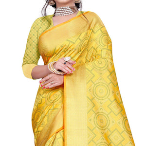 Glorious Golden Yellow Colored Festive Wear Woven Banarasi Silk Saree