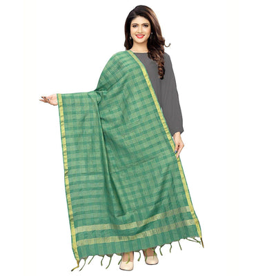 Glorious Green Colored Festive Wear Cotton Silk Dupatta