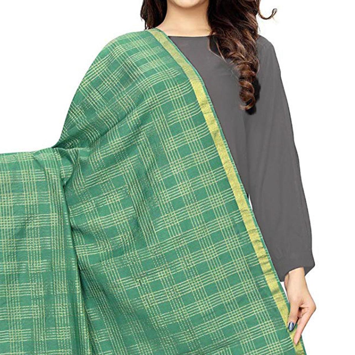 Glorious Green Colored Festive Wear Cotton Silk Dupatta