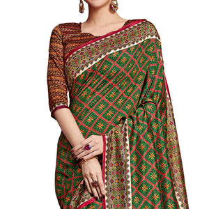 Glorious Green Colored Festive Wear Printed Silk Saree