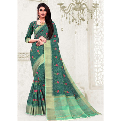 Glorious Green Colored Festive Wear Woven Banarasi Silk Saree