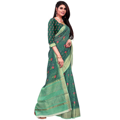 Glorious Green Colored Festive Wear Woven Banarasi Silk Saree