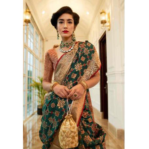 Glorious Green Coloured Festive Wear Indian Patola Woven Silk Saree