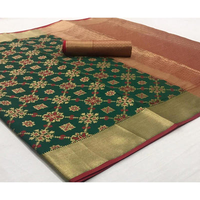 Glorious Green Coloured Festive Wear Indian Patola Woven Silk Saree