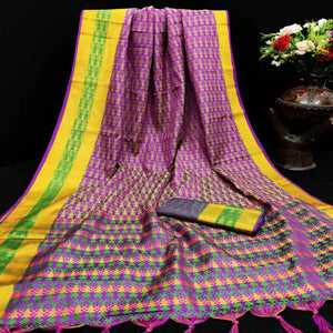 Glorious Magenta Colored Festive Wear Woven Jacqaurd Silk Saree