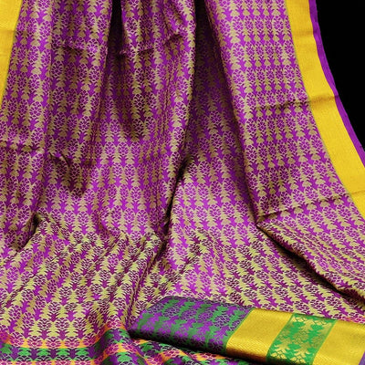 Glorious Magenta Colored Festive Wear Woven Jacqaurd Silk Saree