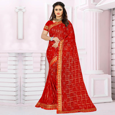 Glorious Maroon Coloured Casual Wear Printed Georgette Saree