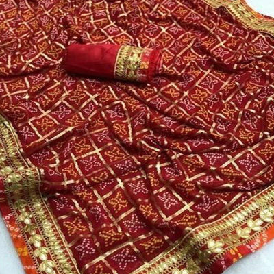 Glorious Maroon Coloured Casual Wear Printed Georgette Saree