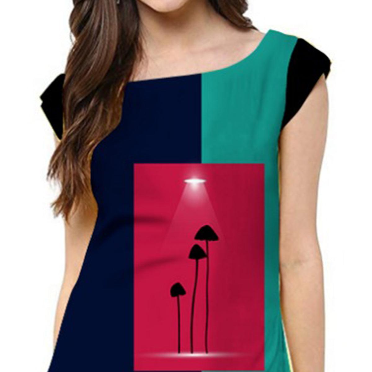 Glorious Navy Blue Colored Casual Printed Crepe Kurti