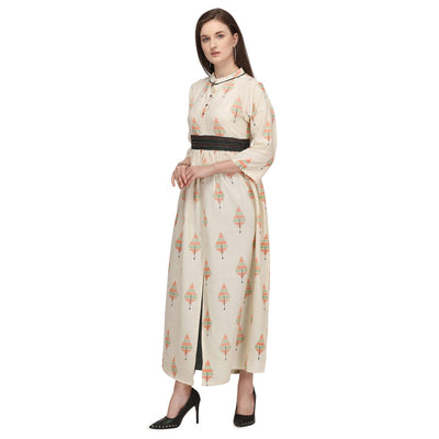 Glorious Offwhite - Peach Colored Casual Wear Cotton Long Kurti