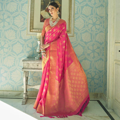 Glorious Pink Colored Festive Wear Sana Two Tone Silk Saree