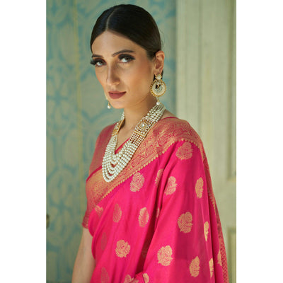 Glorious Pink Colored Festive Wear Sana Two Tone Silk Saree