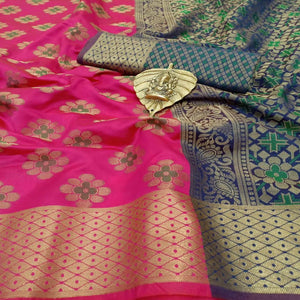 Glorious Pink Colored Festive Wear Woven Silk Saree