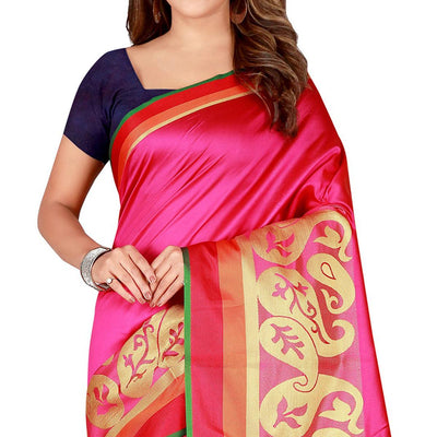 Glorious Pink Colored Festive Wear Woven Silk Saree