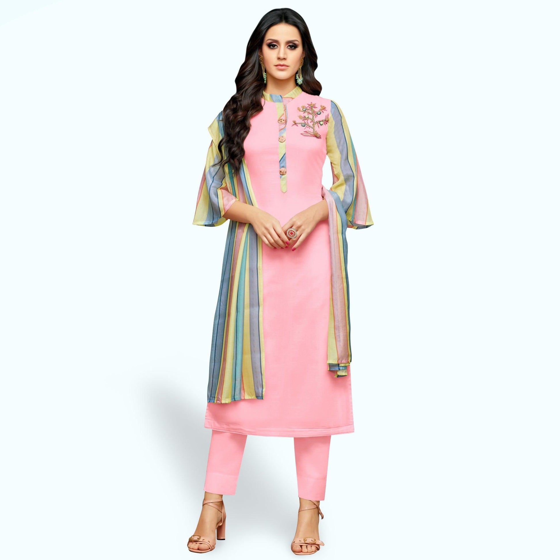 Glorious Pink Colored Party Wear Cotton Silk Salwar Suit