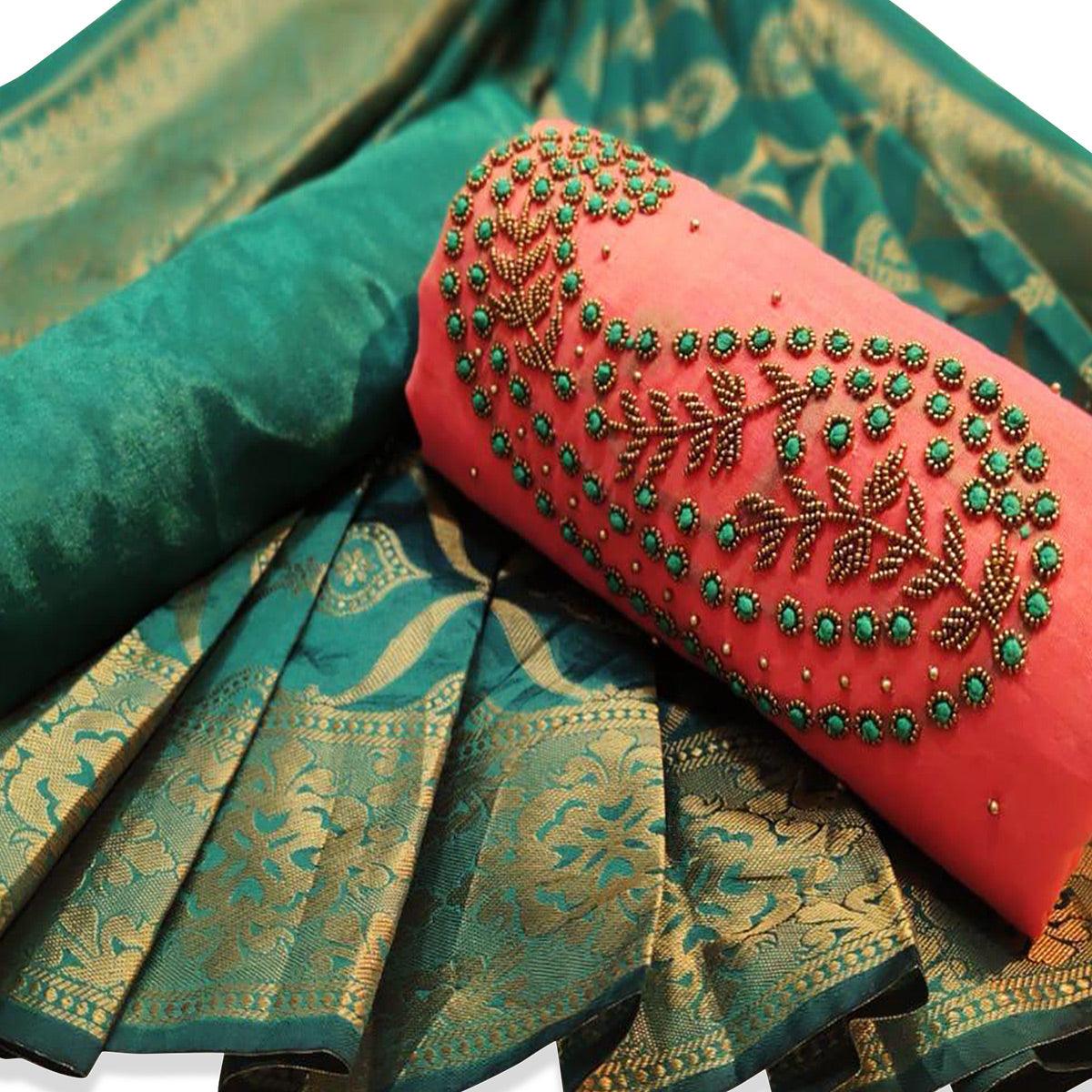 Glorious Pink Embroidered Chanderi Dress Material