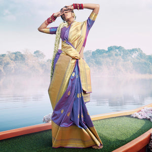 Glorious Purple Colored Festive Wear Woven Banarasi Silk Saree