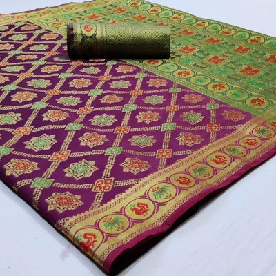 Glorious Purple Colored Festive Wear Woven Silk Saree