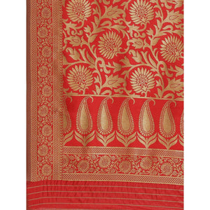 Glorious Red Colored Festive Wear Woven Silk Blend Saree