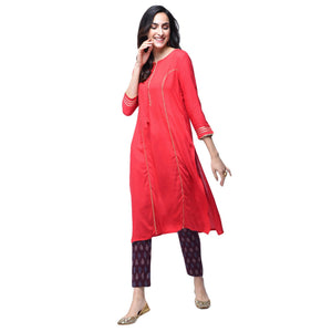 Glorious Red Colored Partywear Rayon Kurti