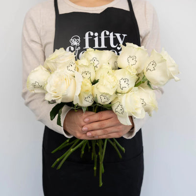 Glow in The Dark Ghost White Rose