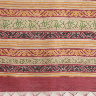 Glowing Beige-Multi Colored Casual Wear Floral Printed Silk Blend Saree With Tassels