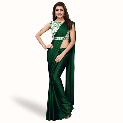 Glowing Dark Green Colored Party Wear Art Silk Saree