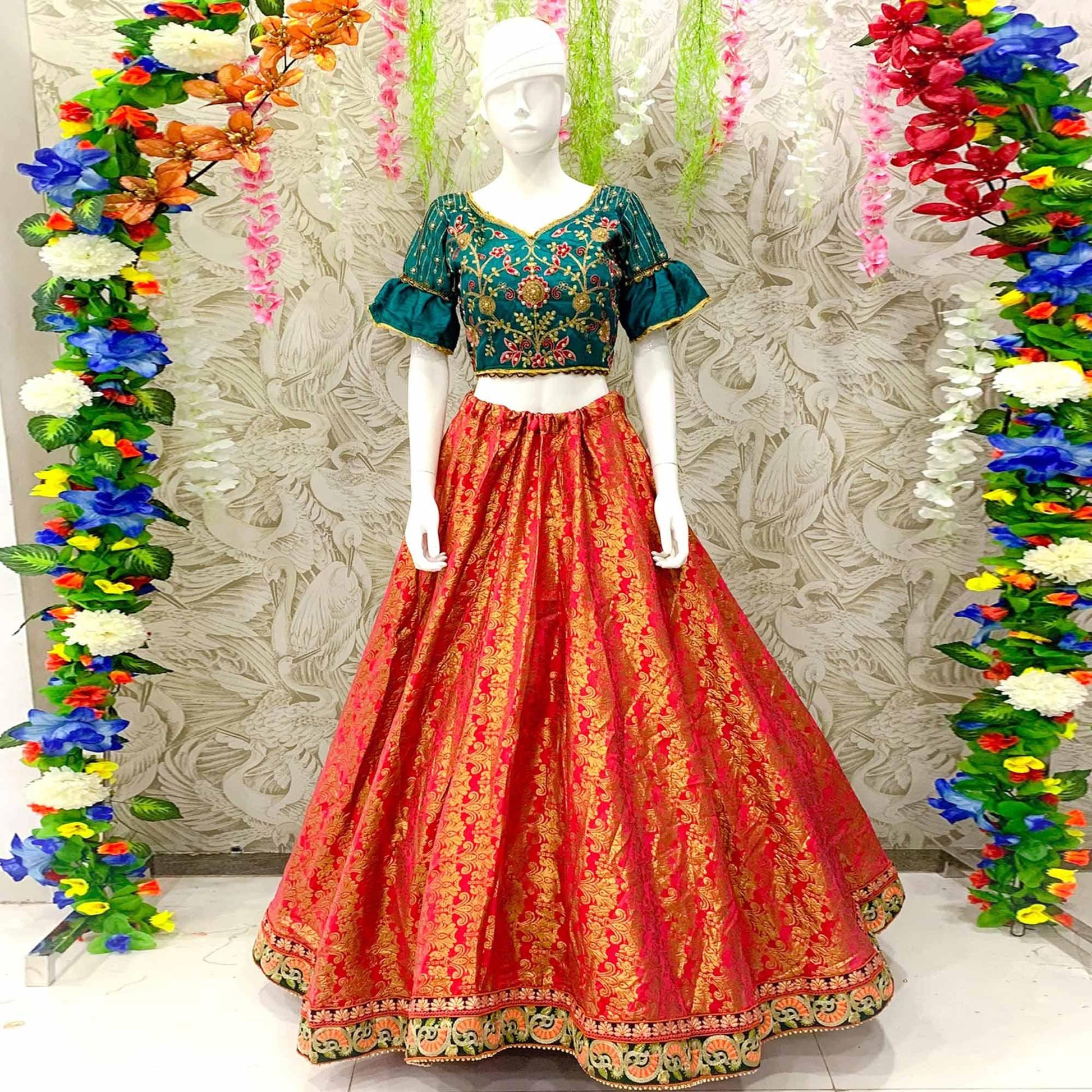 Glowing Dark Pink Colored Designer Wedding Wear Woven Banarasi Silk Lehenga Choli
