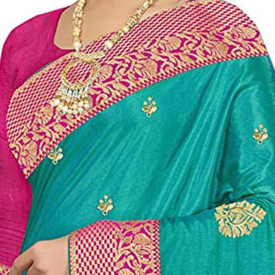 Glowing Green Colored Festive Wear Embroidered Sana Silk Saree