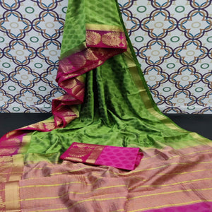 Glowing Green Coloured Festive Wear Woven Art Silk Saree