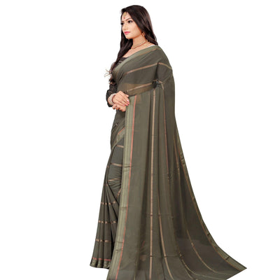 Glowing Grey Colored Casual Wear Georgette Saree