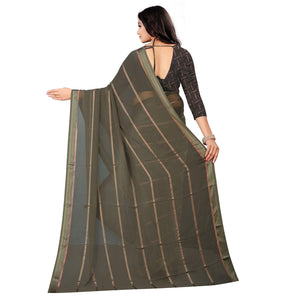 Glowing Grey Colored Casual Wear Georgette Saree