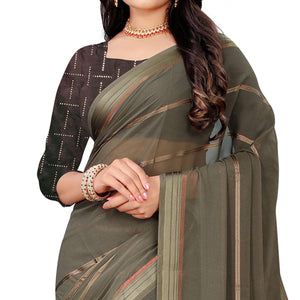 Glowing Grey Colored Casual Wear Georgette Saree