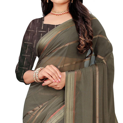 Glowing Grey Colored Casual Wear Georgette Saree