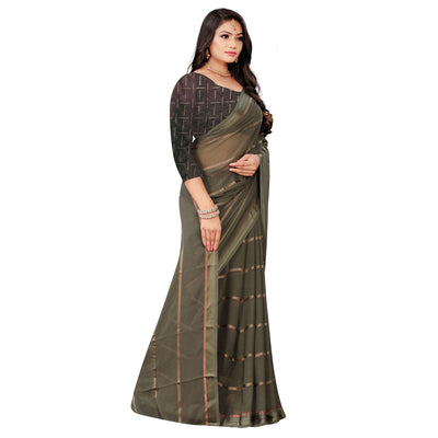 Glowing Grey Colored Casual Wear Georgette Saree