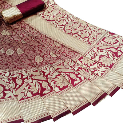 glowing-maroon-colored-festive-wear-woven-litchi-jacquard-silk-saree-69883