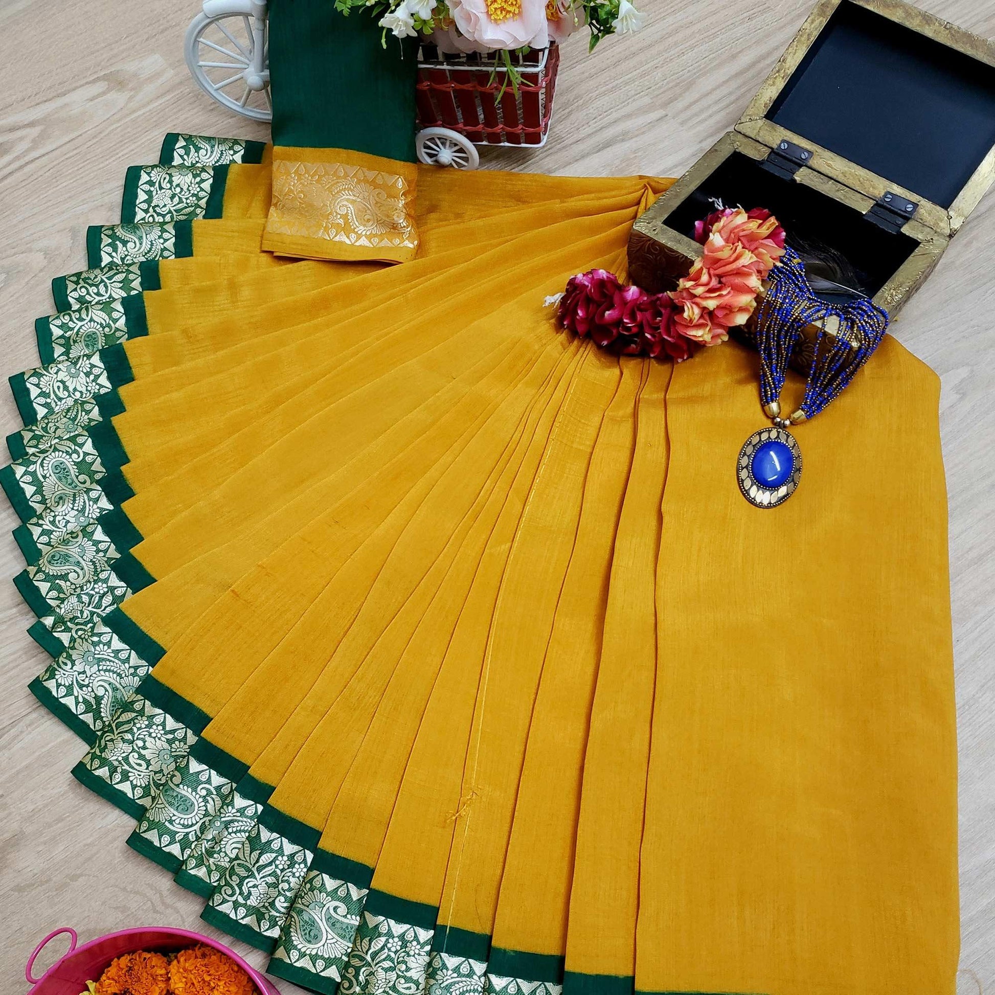 glowing-mustard-colored-festive-wear-woven-soft-vichitra-silk-saree-82395