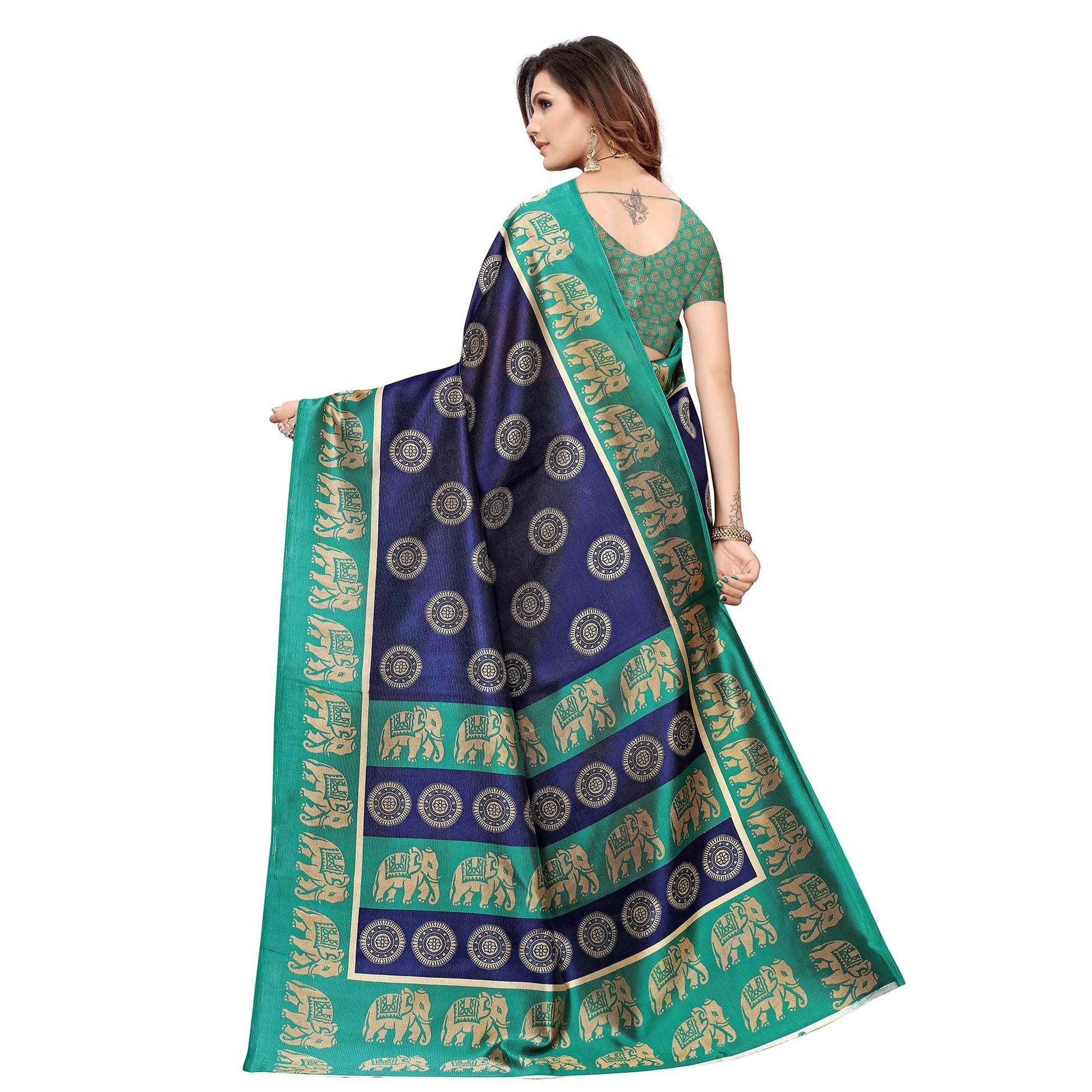 glowing-navy-blue-colored-casual-printed-art-silk-saree