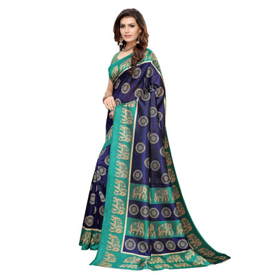 glowing-navy-blue-colored-casual-printed-art-silk-saree
