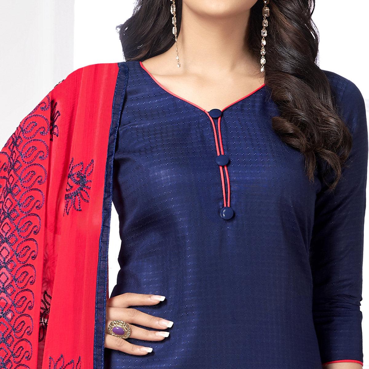glowing-navy-blue-colored-partywear-embroidered-cotton-suit