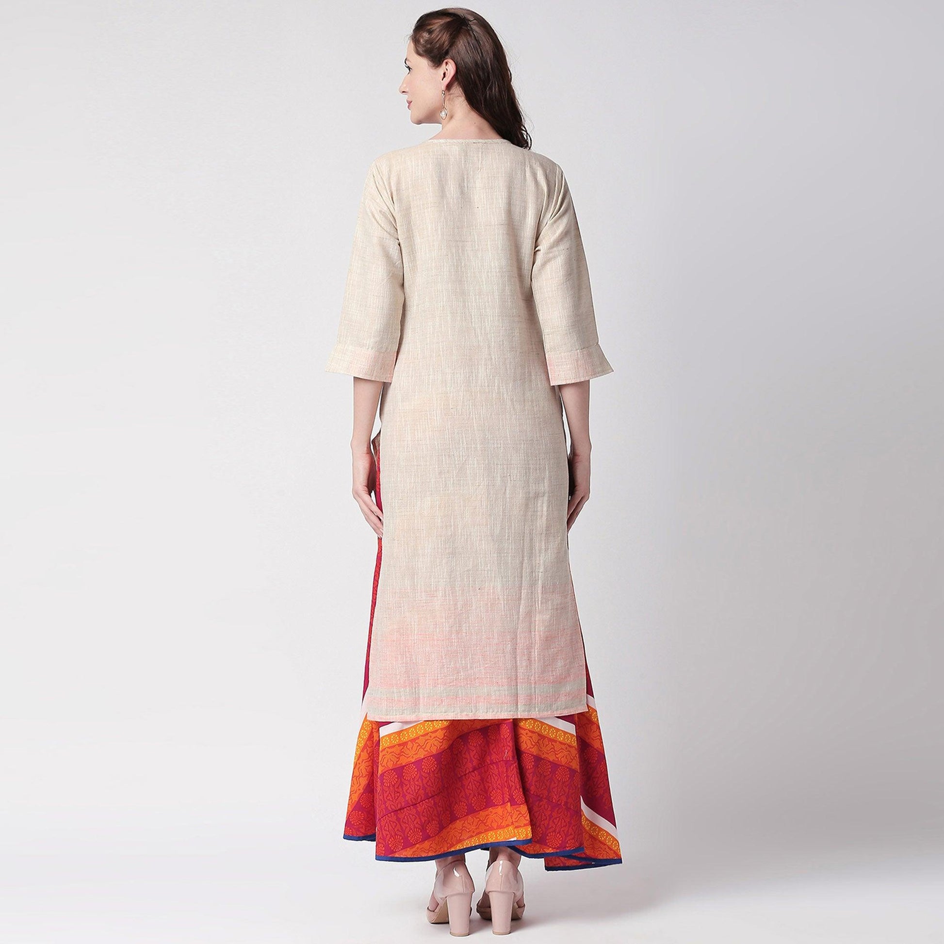 glowing-off-white-colored-partywear-embroidered-cotton-kurti-skirt-set-41537