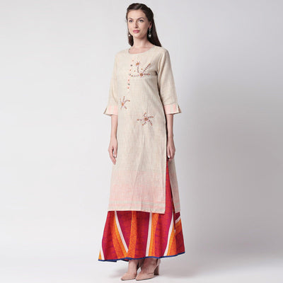 glowing-off-white-colored-partywear-embroidered-cotton-kurti-skirt-set-41537