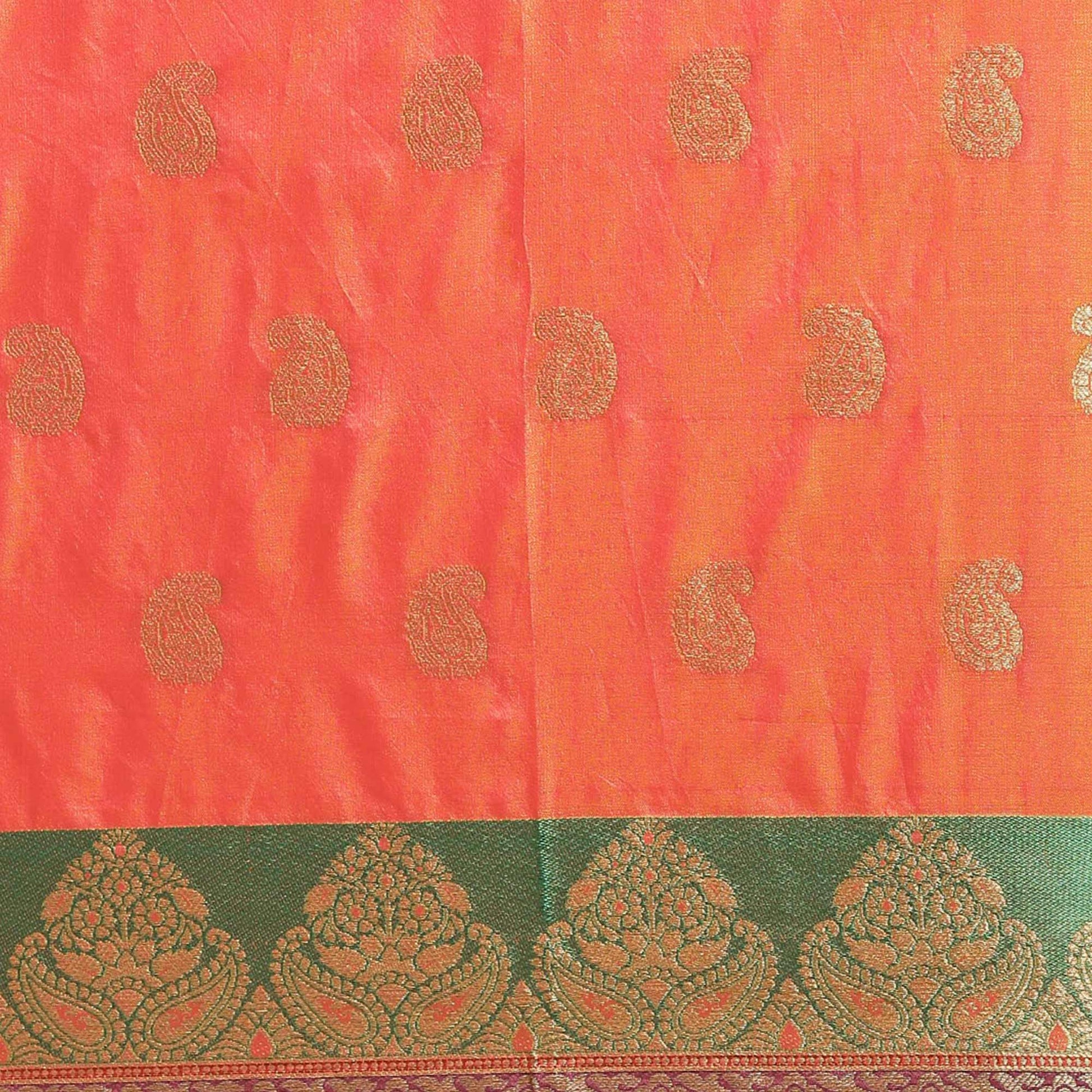 glowing-orange-pink-colored-festive-wear-woven-silk-saree-53314