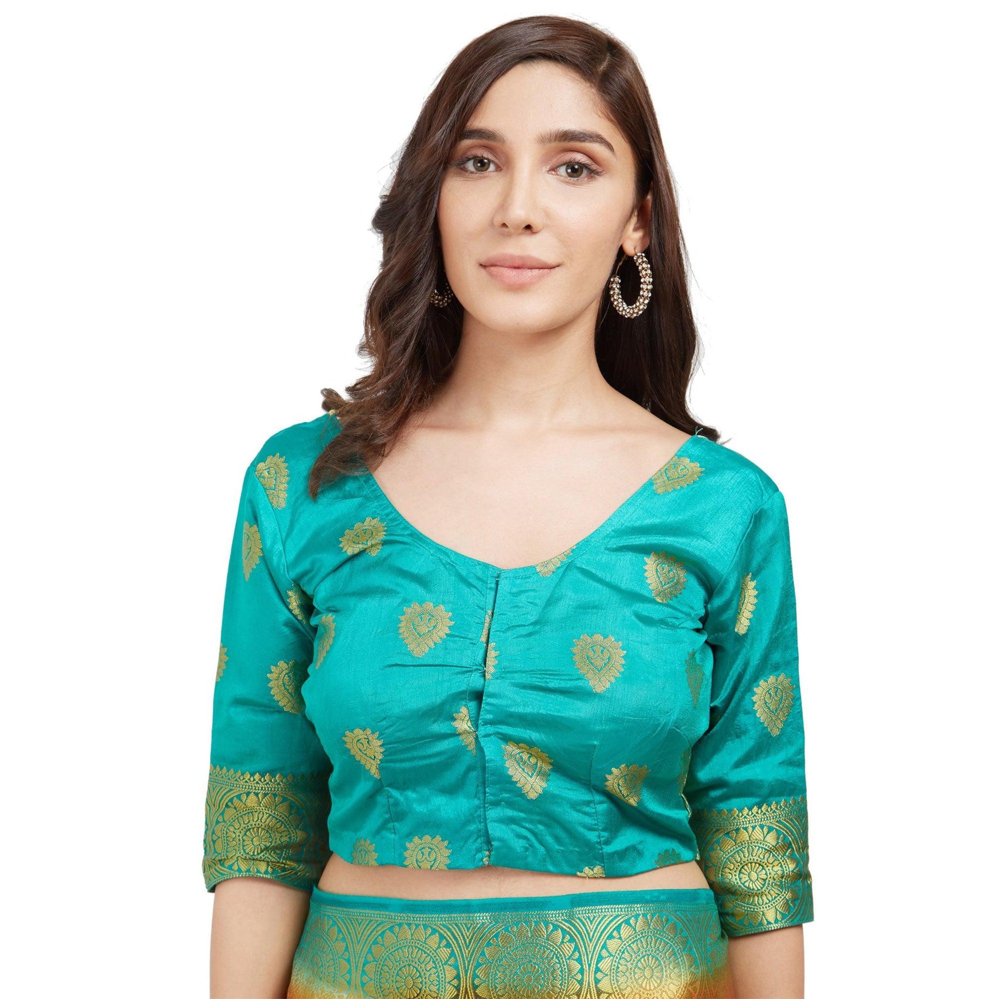 glowing-orange-rama-blue-colored-festive-wear-woven-cotton-silk-saree