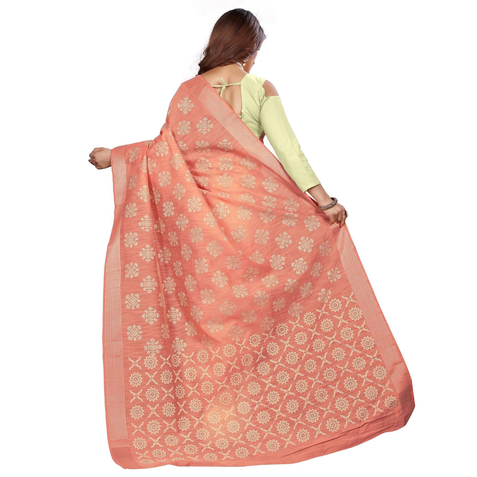 glowing-peach-colored-casual-wear-printed-cotton-saree-46875
