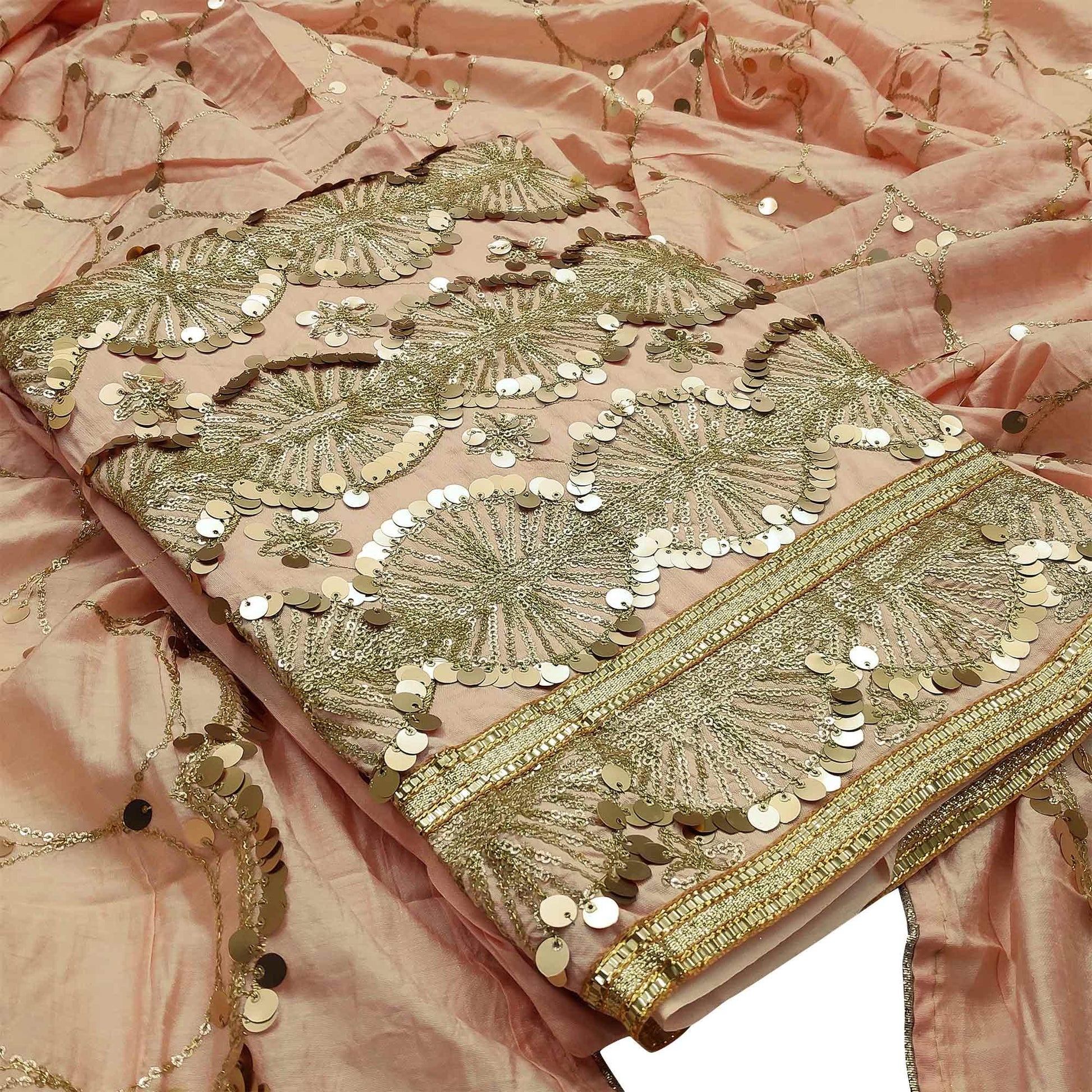 glowing-peach-colored-partywear-embroidered-modal-silk-dress-material-57549